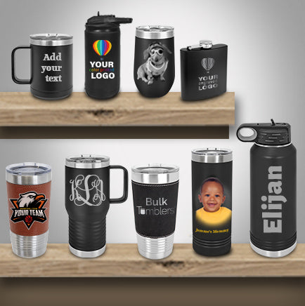 Personalized Text & Logo Tumblers - No Minimum Order