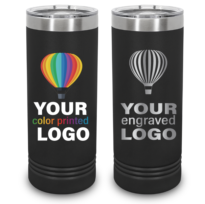 22 oz Skinny Promo Tumblers -Mix & Match- Bulk Wholesale Personalized Engraved or Full Color Print Logo