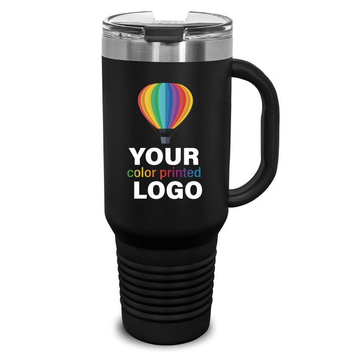 40 oz Handled Snap Lid Tumblers -Mix & Match- Bulk Wholesale Personalized Engraved or Full Color Print Logo