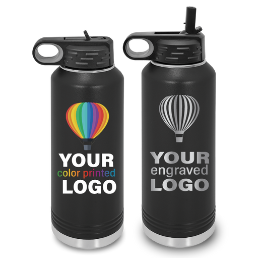 Bulk, wholesale, print on demand, low minimum laser engraved and uv color printed 40 oz water bottle flip-top chug lid with straw insulated promo stainless steel drinkware - available in powder coated colors red blue pink seafoam teal light blue lavender purple gray navy orange maroon white green black yellow coral olive green silver