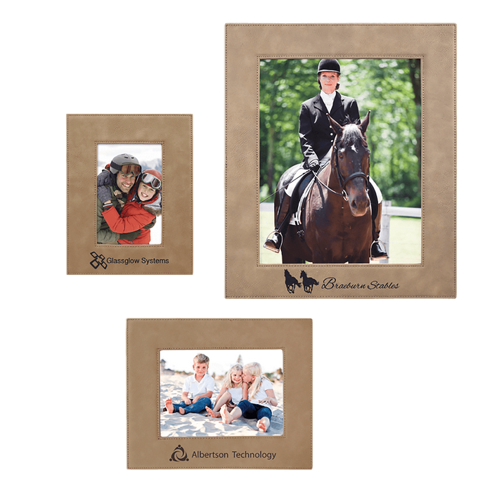LLF157 Tan Light Brown LLF257 Dark Brown LLF457 RawhideLLF557 Gray Engraveable 5x7 Leatherette Photo Frame