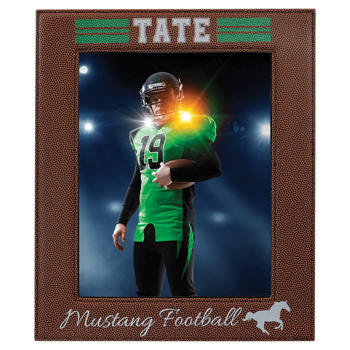 LLF18810-Football_Leather_Texture_Engraveable_8_x_10_Leatherette_Photo_Frame