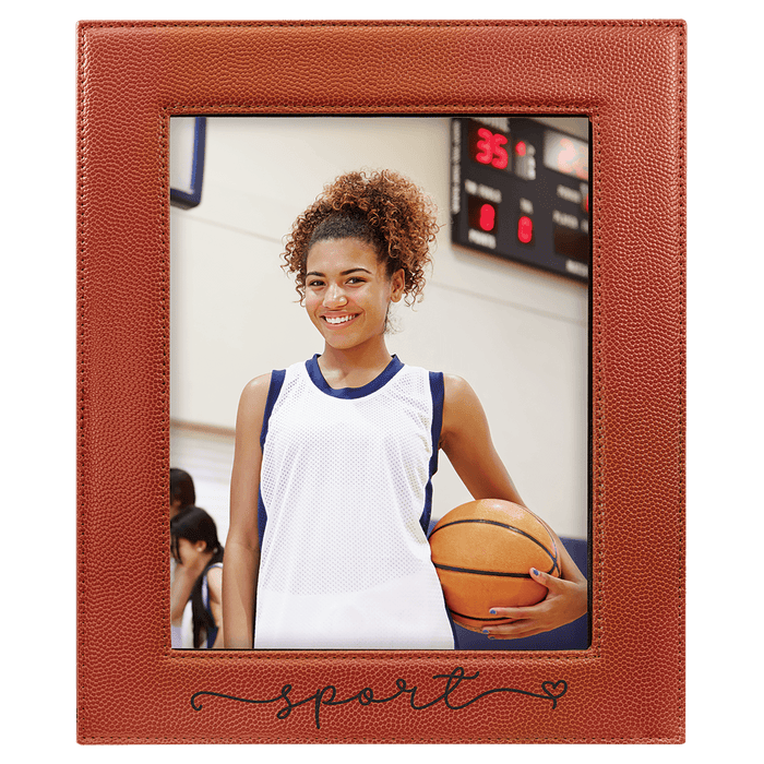 LLF19810-basketball_leather_texture_Engraveable_8_x_10_Leatherette_Photo_Frame