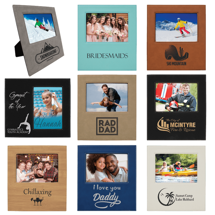 LLF3057SET2- 5x7 Leatherette Photo Frames with Large Engraving Area