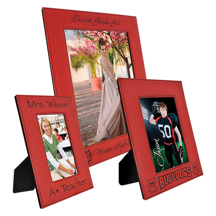 LLF1546 Red to Black Engraveable 4 x 6 Leatherette Photo Frame
