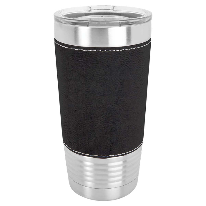 Case of 24 Blank 20 oz Faux Leather Tumbler, Insulated Stainless Steel + Lid