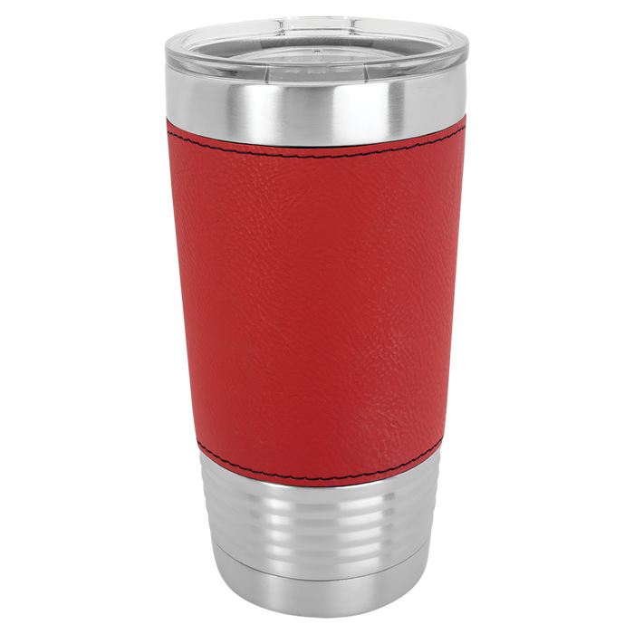 Case of 24 Blank 20 oz Faux Leather Tumbler, Insulated Stainless Steel + Lid