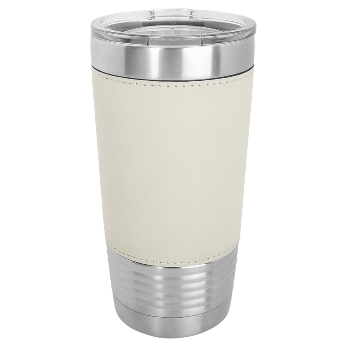 Case of 24 Blank 20 oz Faux Leather Tumbler, Insulated Stainless Steel + Lid