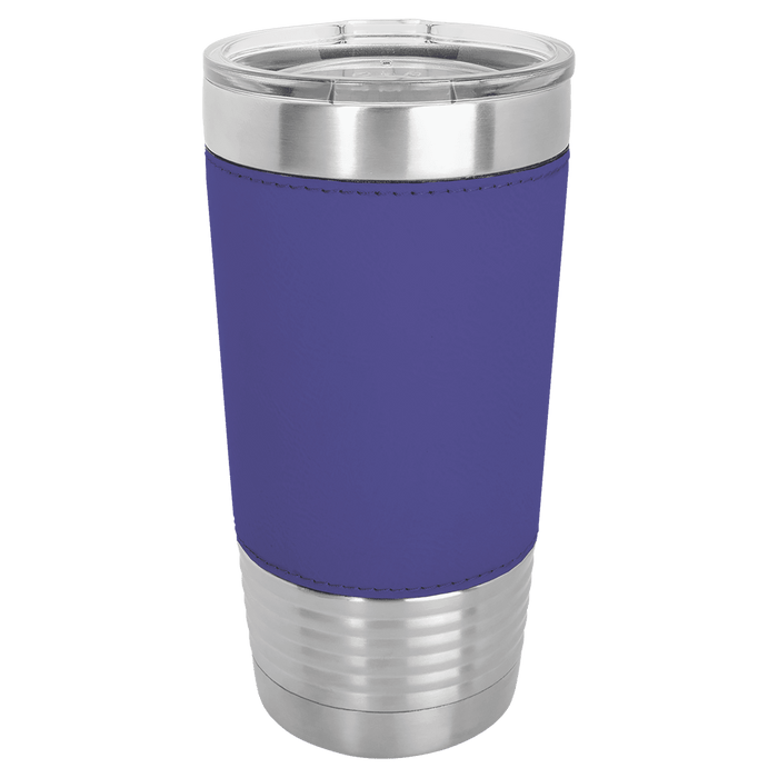 Case of 24 Blank 20 oz Faux Leather Tumbler, Insulated Stainless Steel + Lid