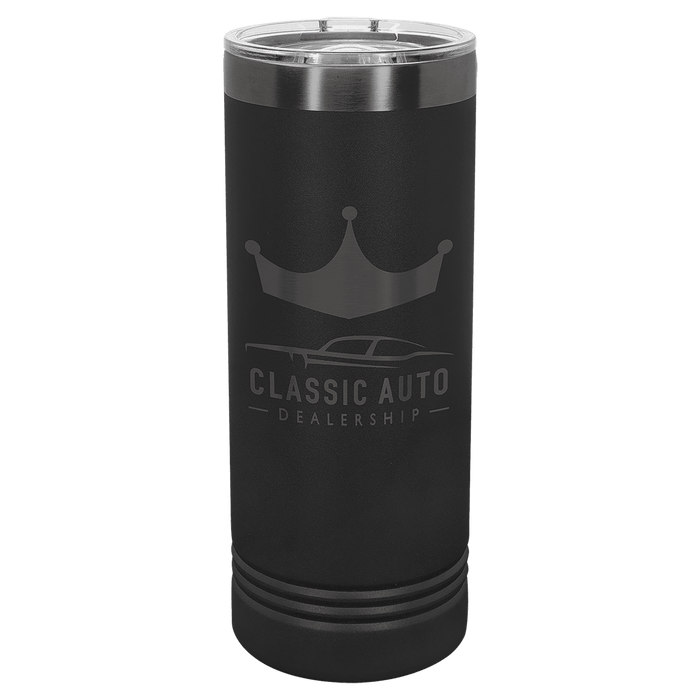 Vasos SureGrip aislados de acero inoxidable delgados de 22 oz, en blanco, tapa de camello polar
