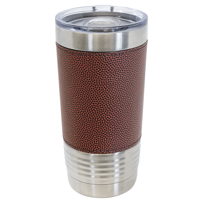 20 oz Faux Leather Personalized Tumbler -Logo Laser Engraved Insulated Stainless Steel + Lid