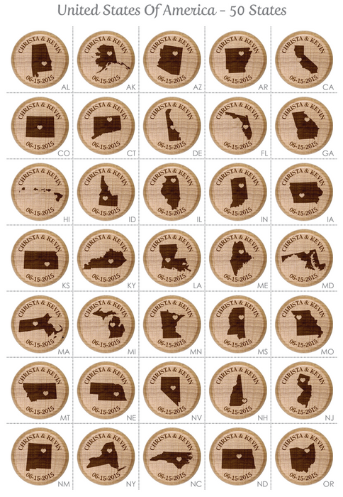 State & City Silhouette Wedding Wine Stoppers