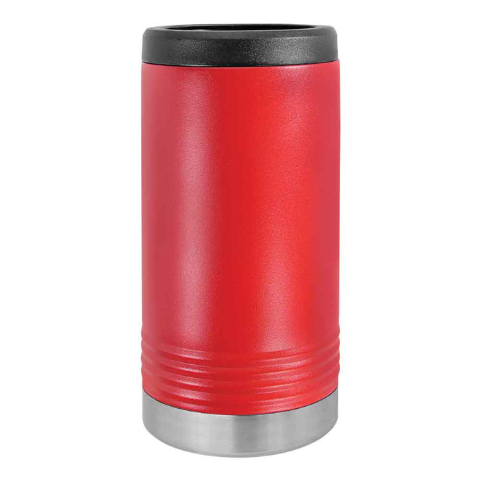 Portavasos delgado en blanco para latas delgadas - Enfriador de latas aislado de acero inoxidable