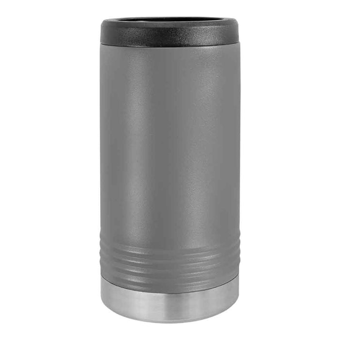 Portavasos delgado en blanco para latas delgadas - Enfriador de latas aislado de acero inoxidable