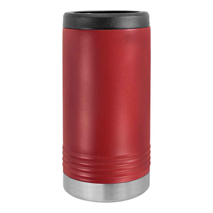 Portavasos delgado en blanco para latas delgadas - Enfriador de latas aislado de acero inoxidable