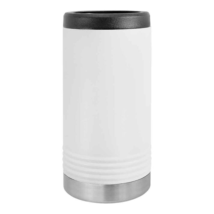 Portavasos delgado en blanco para latas delgadas - Enfriador de latas aislado de acero inoxidable