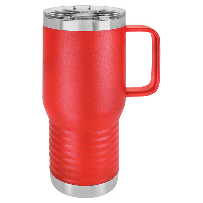 20 oz Stainless Steel Insulated Travel Tumbler with Handle - Powder Coated (Case of 24)