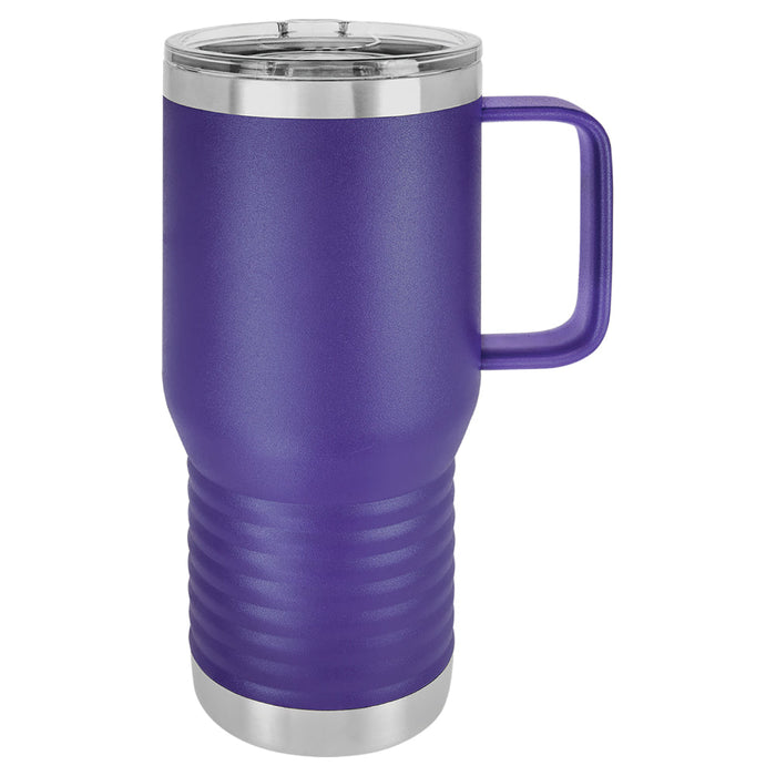 20 oz Stainless Steel Insulated Travel Tumbler with Handle - Powder Coated (Case of 24)