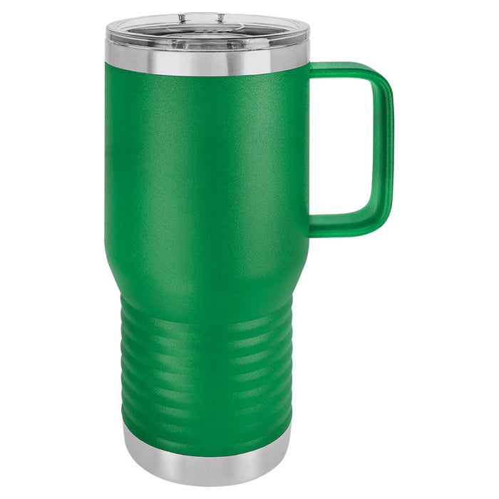 20 oz Stainless Steel Insulated Travel Tumbler with Handle - Powder Coated (Case of 24)