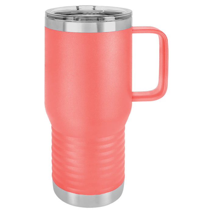 20 oz Stainless Steel Insulated Travel Tumbler with Handle - Powder Coated (Case of 24)