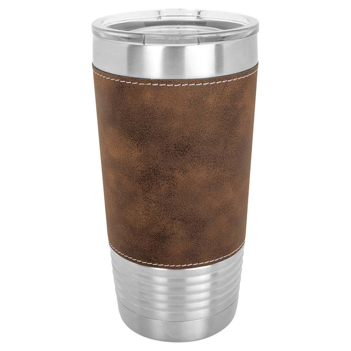 This Polar Camel 20 oz. tumbler is wrapped in the luxury of Laserable Leatherette and comes with a clear lid. The tumbler has all the heat/cold retention properties of Polar Camel, the added beauty of Laserable Leatherette, and the durability of both. Tape at the bottom, they fit most cup holdersand are available in several colors. They make great awards, personalized gifts, or incentives and are perfect for fundraisers!