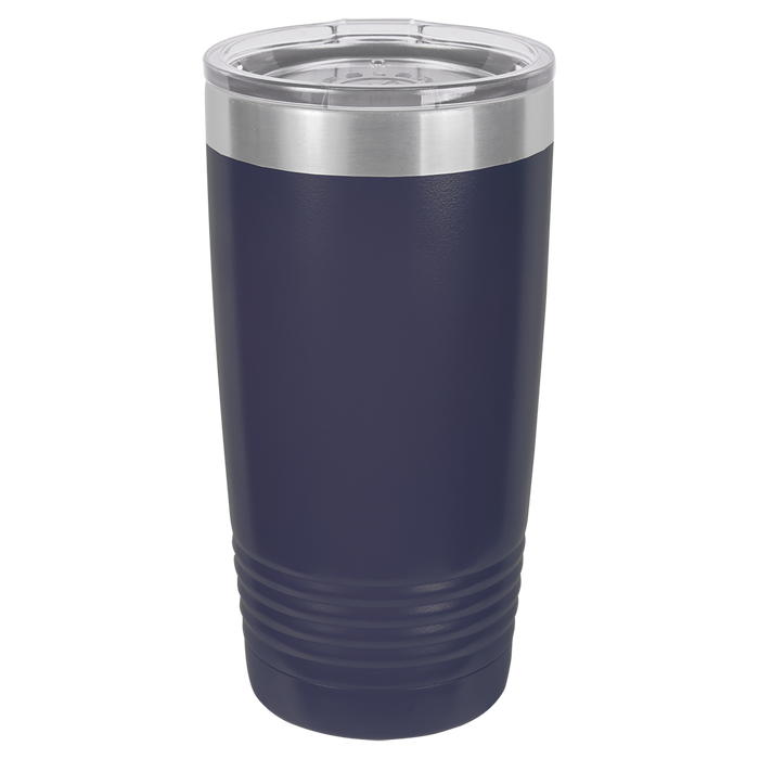 Fuh-Cup Engraving Error Vaso SureGrip aislado en blanco de acero inoxidable de 20 oz con tapa