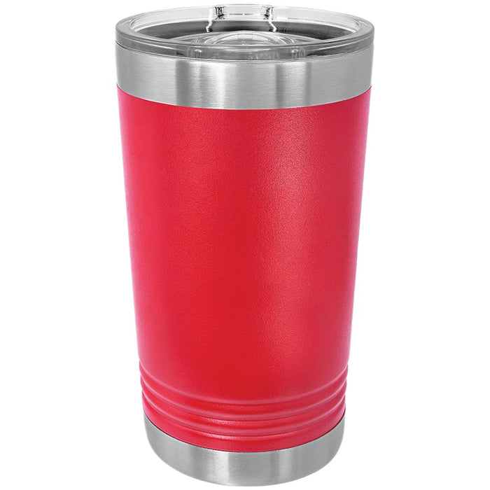Blank 16 oz Pint Glass - Double Wall Insulated Stainless Steel Powder Coated Beer Tumblers + Lid