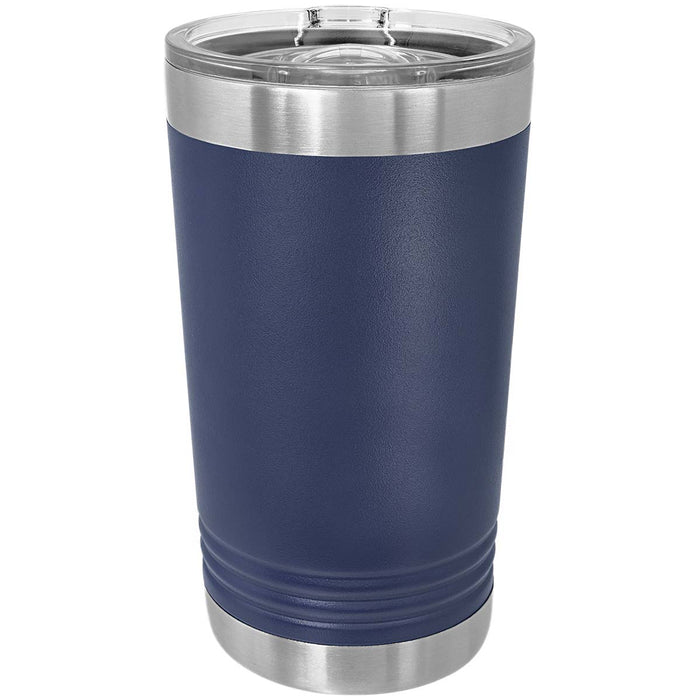 Blank 16 oz Pint Glass - Double Wall Insulated Stainless Steel Powder Coated Beer Tumblers + Lid
