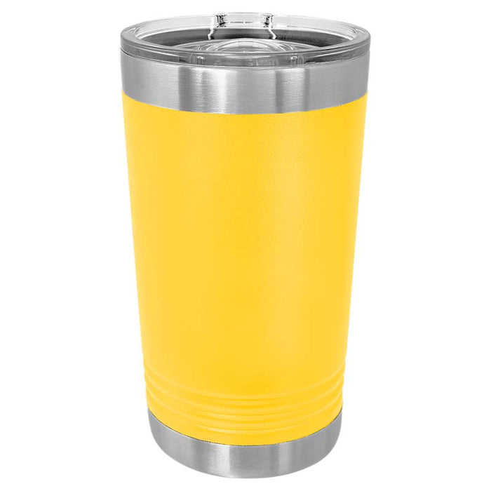 Blank 16 oz Pint Glass - Double Wall Insulated Stainless Steel Powder Coated Beer Tumblers + Lid