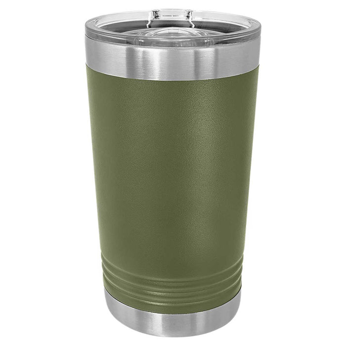 16 oz Pint Glass w Logo Laser Engraved on Insulated Stainless Steel Beer Tumblers + Lid