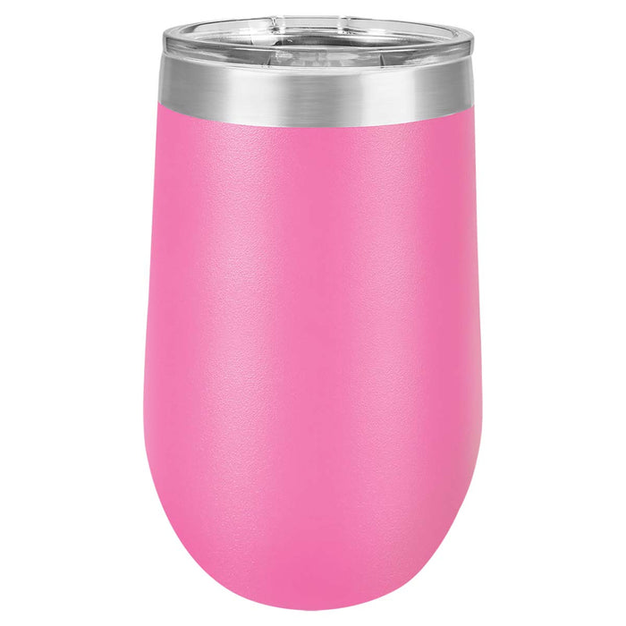 16 oz Wine Tumbler with Logo Laser Engraved on Insulated Stainless Steel Wine Tumblers + Lid