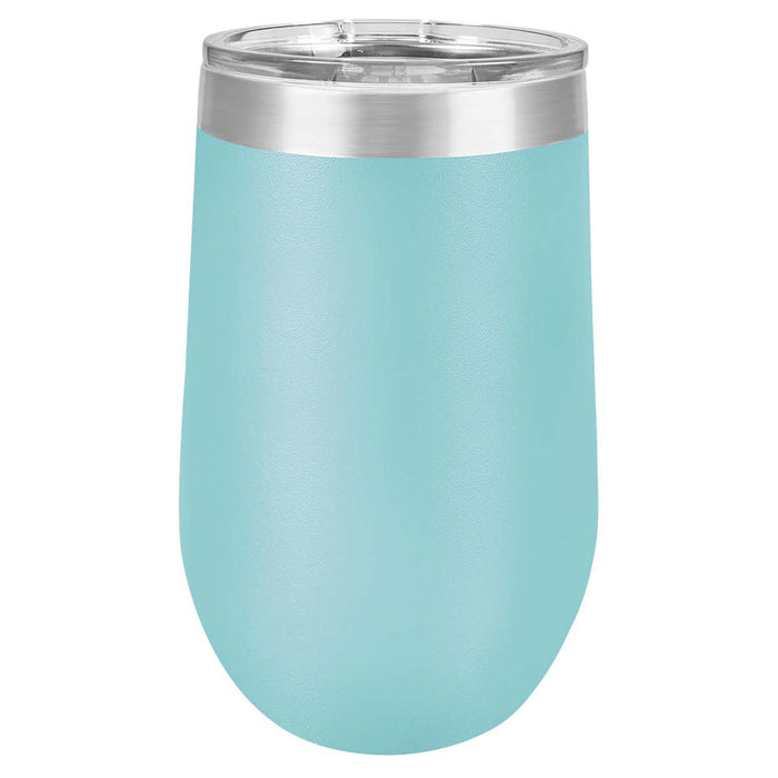 16 oz Wine Tumbler with Logo Laser Engraved on Insulated Stainless Steel Wine Tumblers + Lid