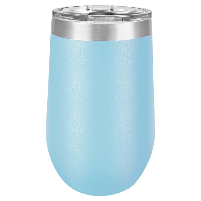 16 oz Wine Tumbler with Logo Laser Engraved on Insulated Stainless Steel Wine Tumblers + Lid