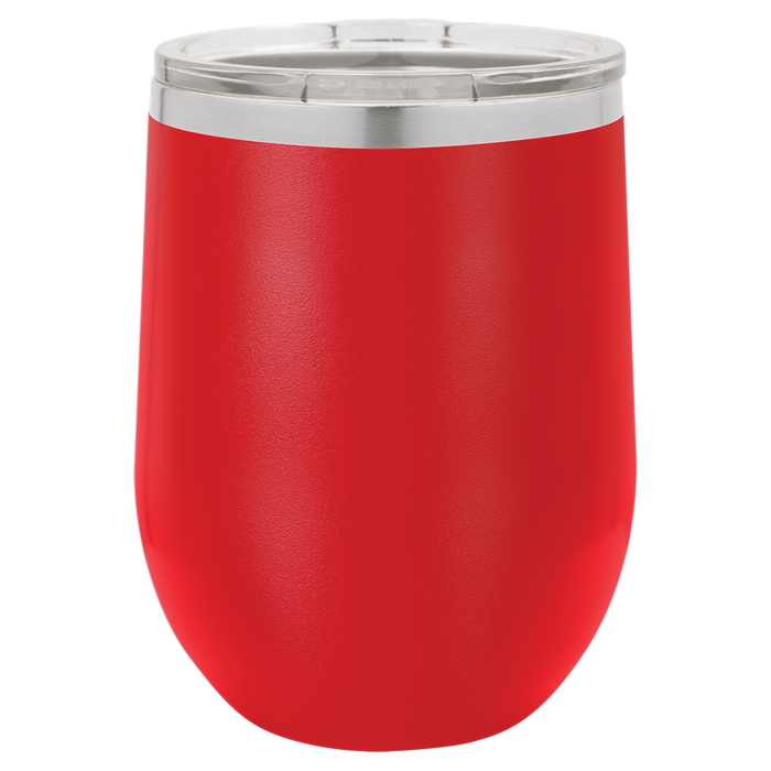 CAJA de 24 - Vasos de vino aislados sin tallo de acero inoxidable en blanco de 12 oz con tapa