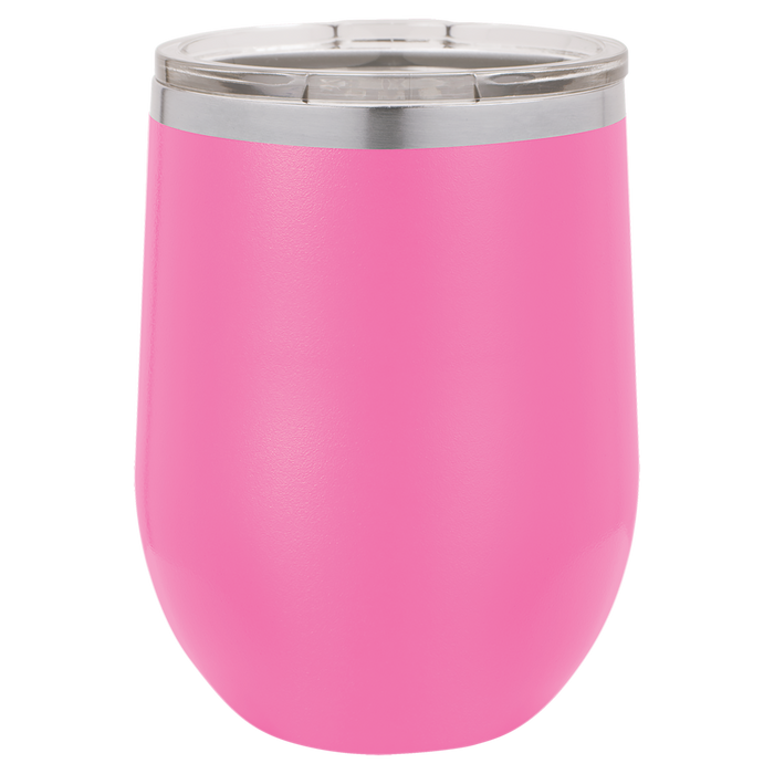 CAJA de 24 - Vasos de vino aislados sin tallo de acero inoxidable en blanco de 12 oz con tapa