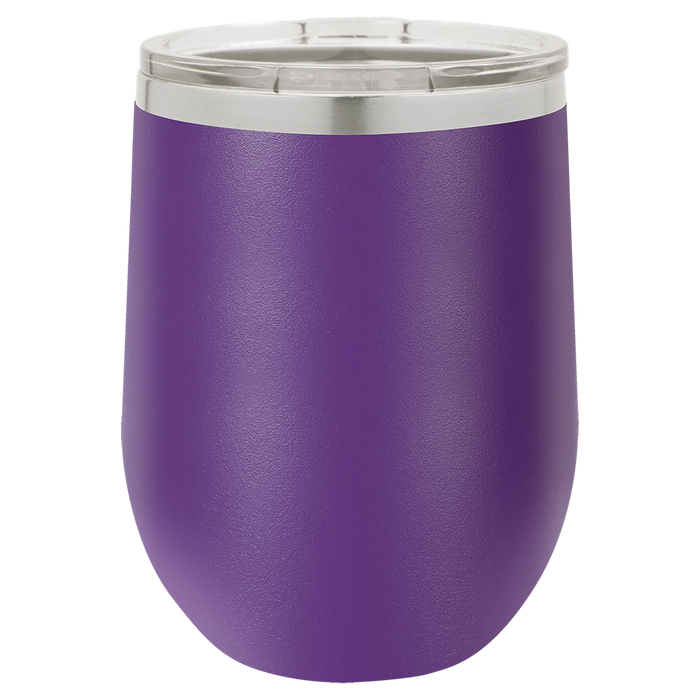 CAJA de 24 - Vasos de vino aislados sin tallo de acero inoxidable en blanco de 12 oz con tapa