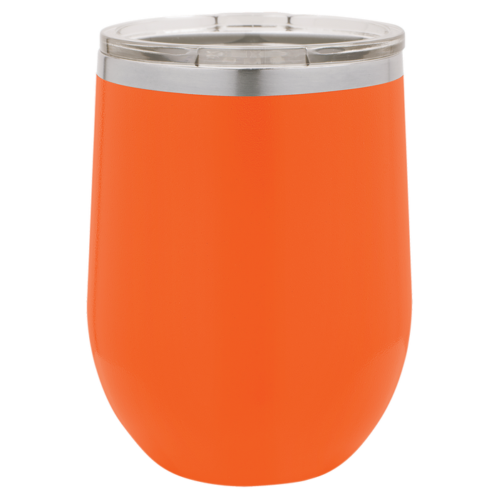 CAJA de 24 - Vasos de vino aislados sin tallo de acero inoxidable en blanco de 12 oz con tapa