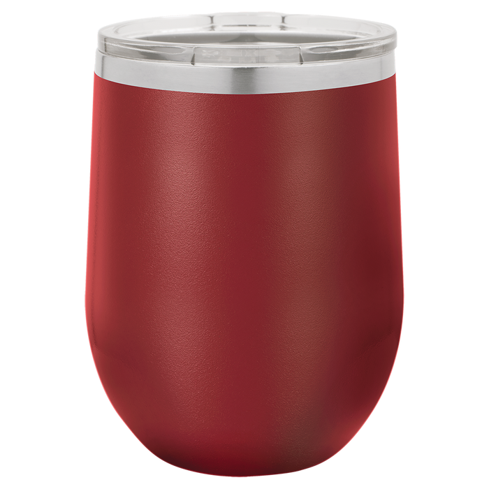 CAJA de 24 - Vasos de vino aislados sin tallo de acero inoxidable en blanco de 12 oz con tapa
