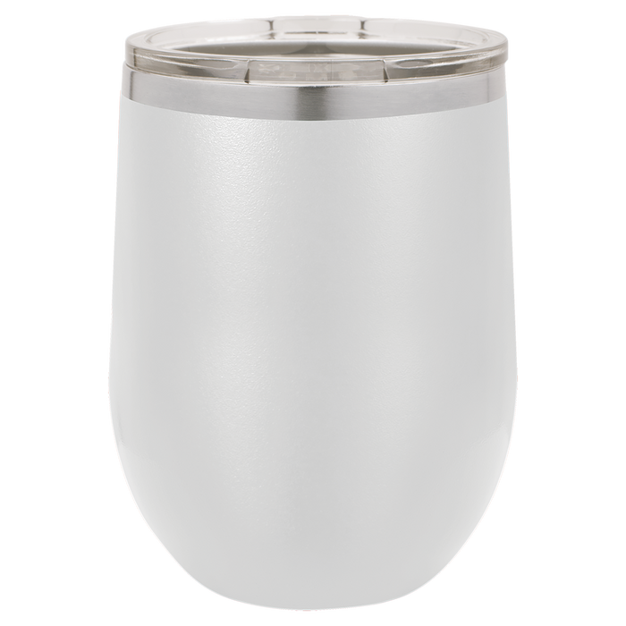 CAJA de 24 - Vasos de vino aislados sin tallo de acero inoxidable en blanco de 12 oz con tapa