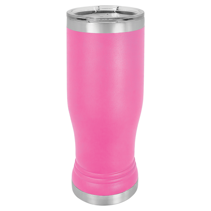 Blank 14 oz Beer Pilsner Glass Tumbler, Insulated Stainless Steel + Lid