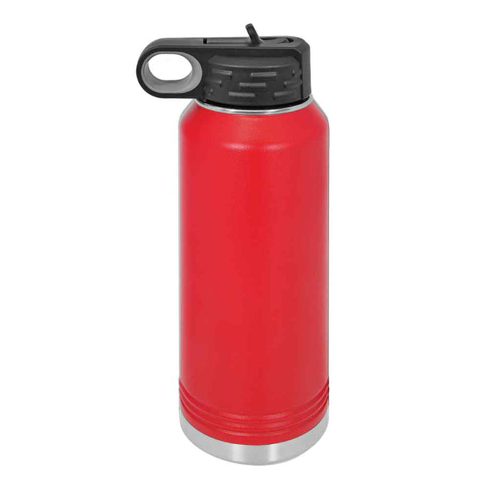 Botella de agua deportiva aislada en blanco con recubrimiento de polvo de acero inoxidable de 32 oz Polar Camel