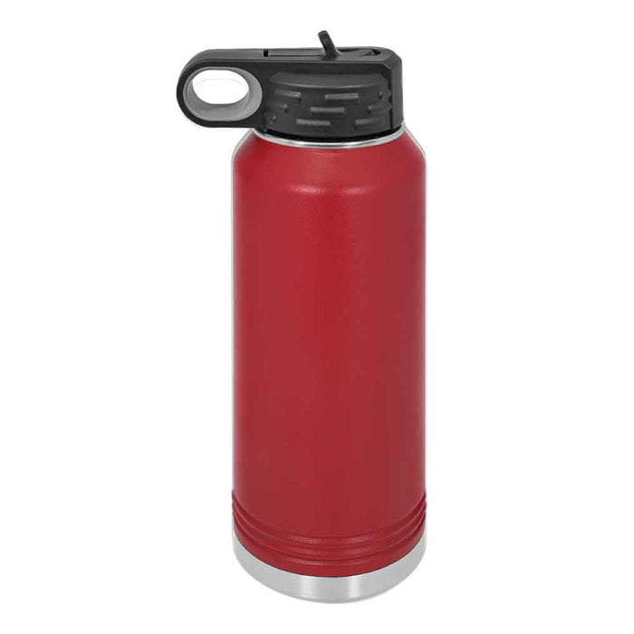 Botella de agua deportiva aislada en blanco con recubrimiento de polvo de acero inoxidable de 32 oz Polar Camel