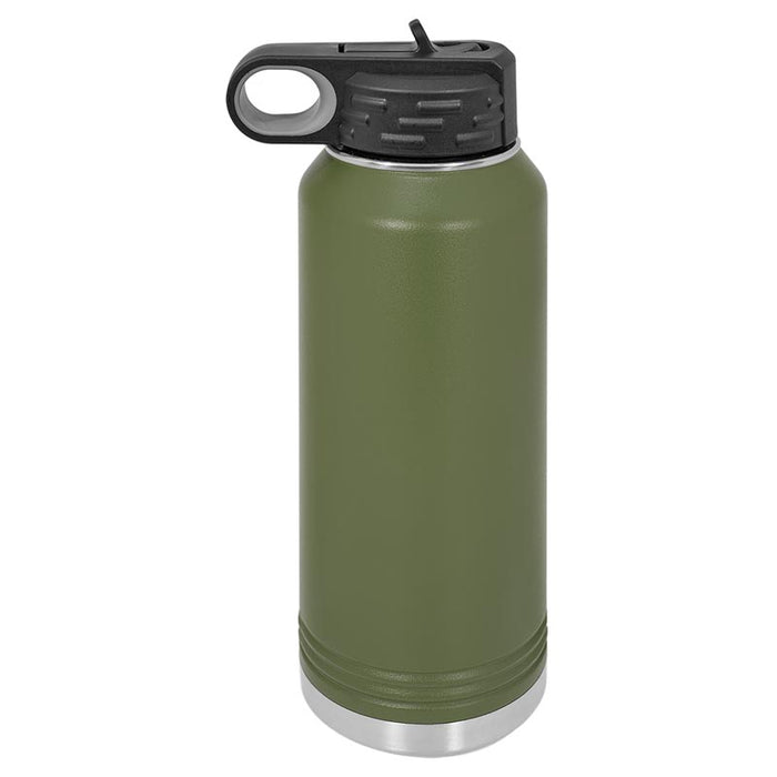 Botella de agua deportiva aislada en blanco con recubrimiento de polvo de acero inoxidable de 32 oz Polar Camel