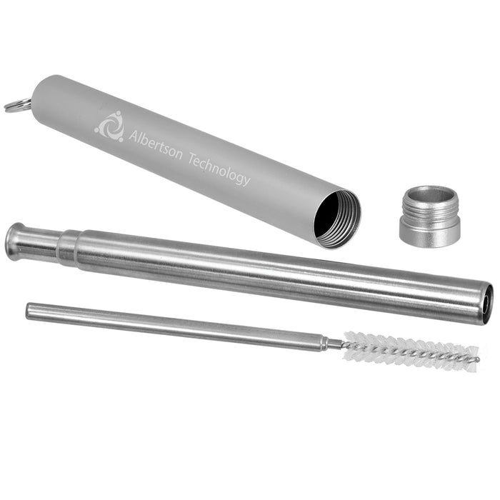 Pajita plegable de acero inoxidable 9.25 con estuche y cepillo de limpieza