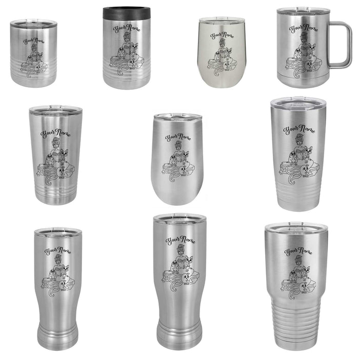 Mermaid Mom - Vaso de viaje con aislamiento de acero inoxidable grabado personalizado - MerMama, Purr-Maid, Fur-Maid - El mejor regalo para el día de la madre