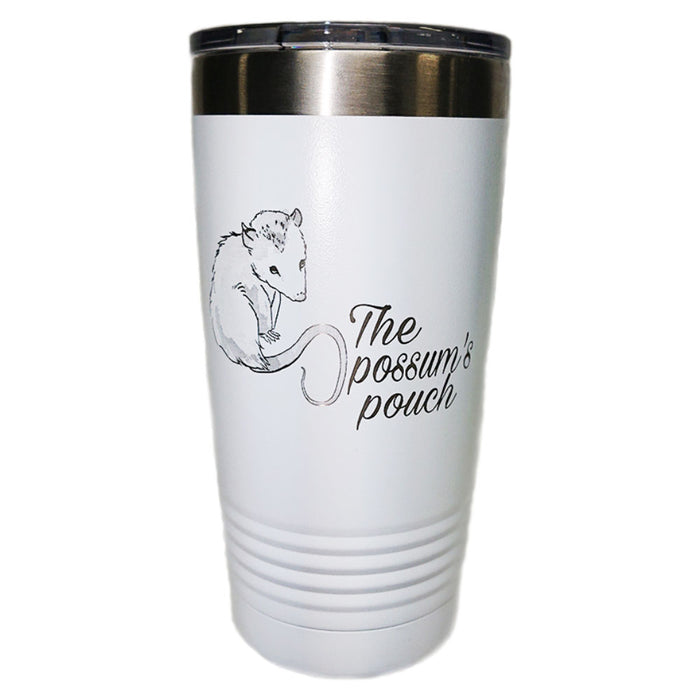 Vaso de acero inoxidable aislado con bolsa de la zarigüeya