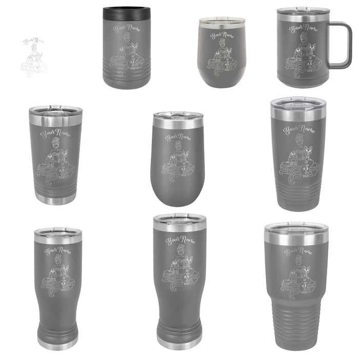 Mermaid Mom - Vaso de viaje con aislamiento de acero inoxidable grabado personalizado - MerMama, Purr-Maid, Fur-Maid - El mejor regalo para el día de la madre