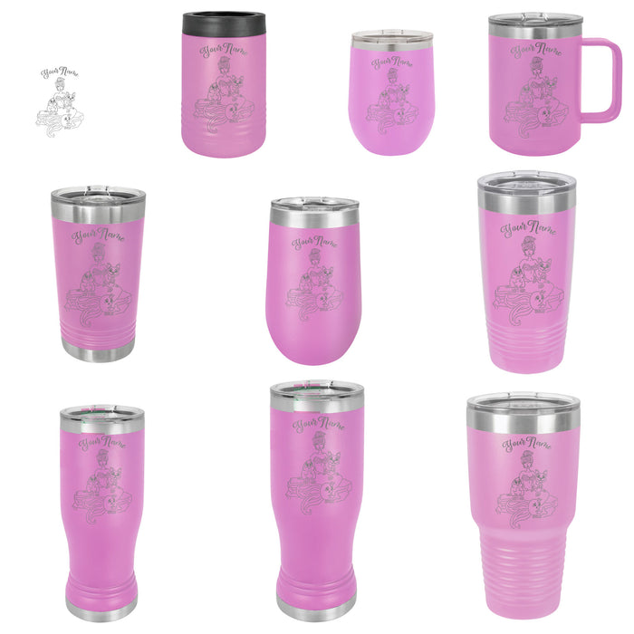 Mermaid Mom - Vaso de viaje con aislamiento de acero inoxidable grabado personalizado - MerMama, Purr-Maid, Fur-Maid - El mejor regalo para el día de la madre