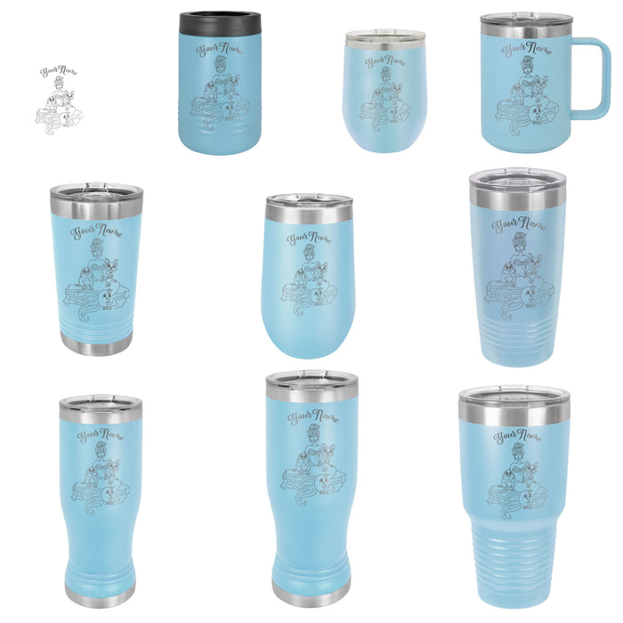 Mermaid Mom - Vaso de viaje con aislamiento de acero inoxidable grabado personalizado - MerMama, Purr-Maid, Fur-Maid - El mejor regalo para el día de la madre