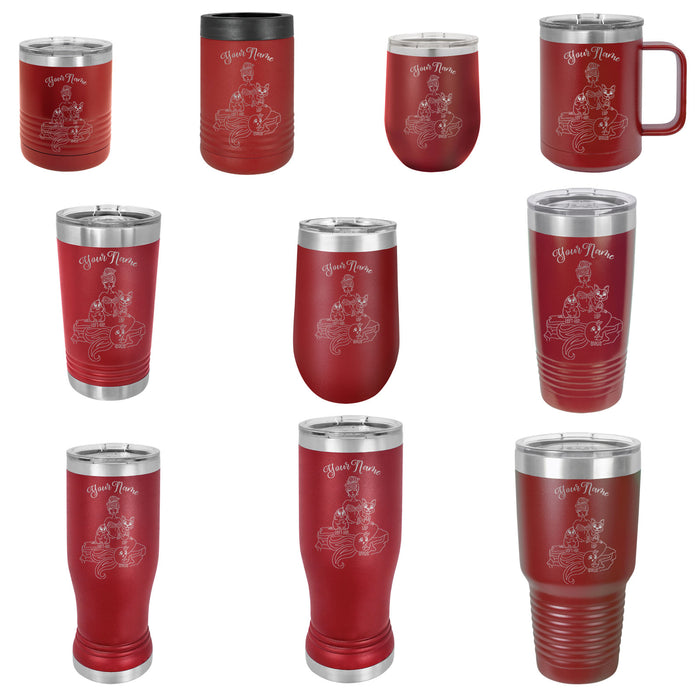 Mermaid Mom - Vaso de viaje con aislamiento de acero inoxidable grabado personalizado - MerMama, Purr-Maid, Fur-Maid - El mejor regalo para el día de la madre